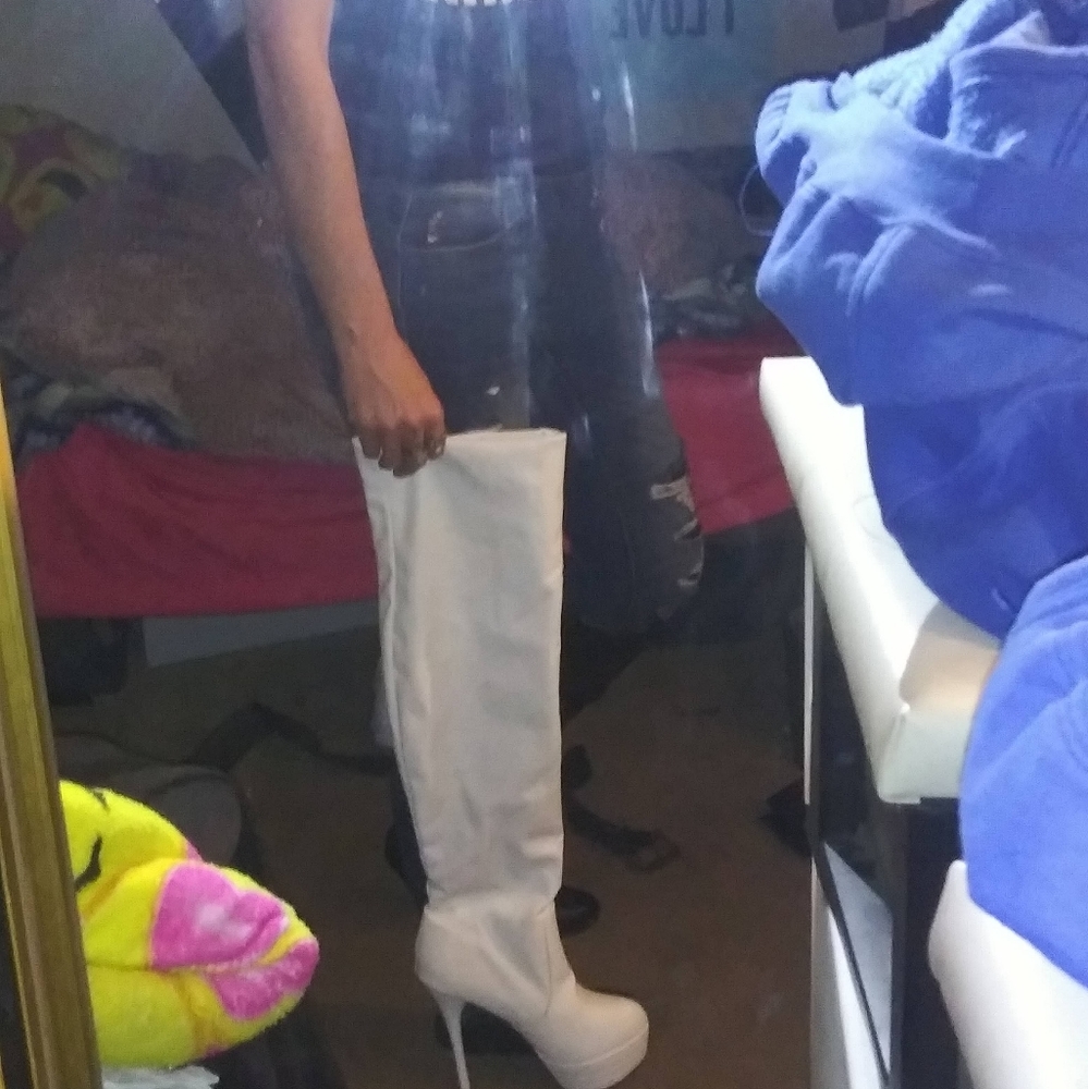 White over the knee womens boots